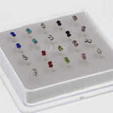 20Pcs Crystal Nose Rings Women's Piercing 925 Silver Needles Body Piercings