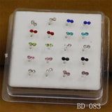 20Pcs Crystal Nose Rings Women's Piercing 925 Silver Needles Body Piercings