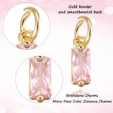 20Pcs CZ Rectangle Crystal Stone Pendants 18K Plated DIY Jewelry Making