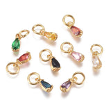 20Pcs CZ Rectangle Crystal Stone Pendants 18K Plated DIY Jewelry Making