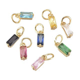 20Pcs CZ Rectangle Crystal Stone Pendants 18K Plated DIY Jewelry Making