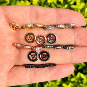 20Pcs CZ Pave Wheel Spacer 9.6x2.5mm Brass Jewelry Finding for Bracelet Necklace