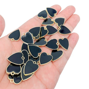 20Pcs Enamel Heart Necklace Pendant Couple Jewelry Making Supplies