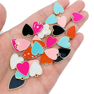 20Pcs Enamel Heart Necklace Pendant Couple Jewelry Making Supplies