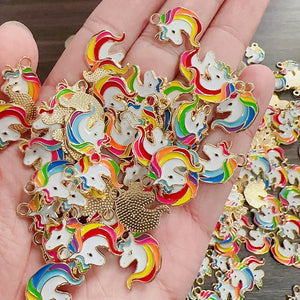 20Pcs Colorful Unicorn Pendant Charm for Accessories Gift