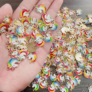 20Pcs Colorful Unicorn Pendant Charm for Accessories Gift