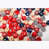 20Pcs DIY Christmas Wooden Bead Crafts Snowflake Printed Beads