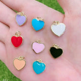 20Pcs Plated Brass Enamel Heart Charms for Jewelry Making