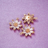 20Pcs Daisy Flower Charms CZ Pendants 18K Plated Jewelry Findings