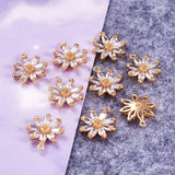 20Pcs Daisy Flower Charms CZ Pendants 18K Plated Jewelry Findings