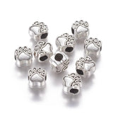 20Pcs Dog Paw Prints Alloy Beads Pet Fit European Charms Necklace Bracelet