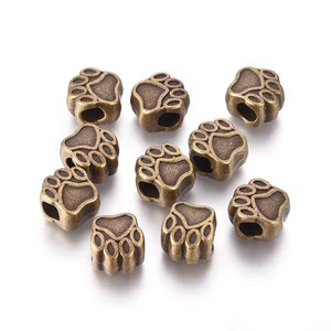 20Pcs Dog Paw Prints Alloy Beads Pet Fit European Charms Necklace Bracelet