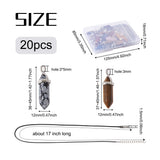 20Pcs Natural Stone Pendant Set with Waxed Cord for Jewelry Making