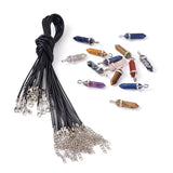 20Pcs Natural Stone Pendant Set with Waxed Cord for Jewelry Making