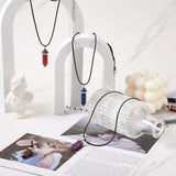 20Pcs Natural Stone Pendant Set with Waxed Cord for Jewelry Making