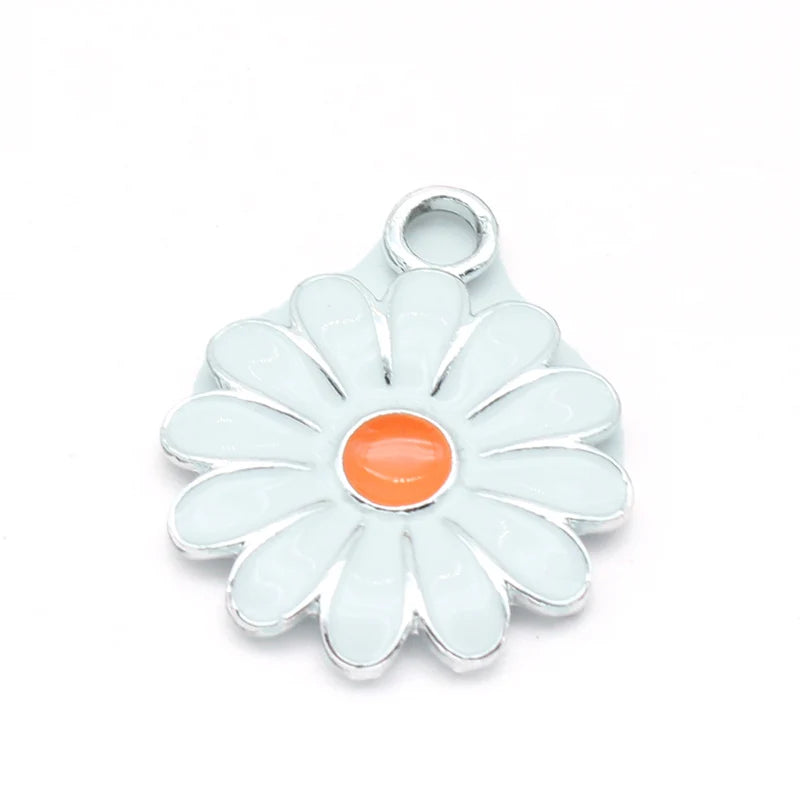 20Pcs Enamel Daisy Charms for Jewelry Making Earrings Necklace Key Chains