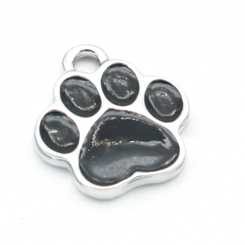 20Pcs Dog Footprint Charms Enamel Pendants for Jewelry Making