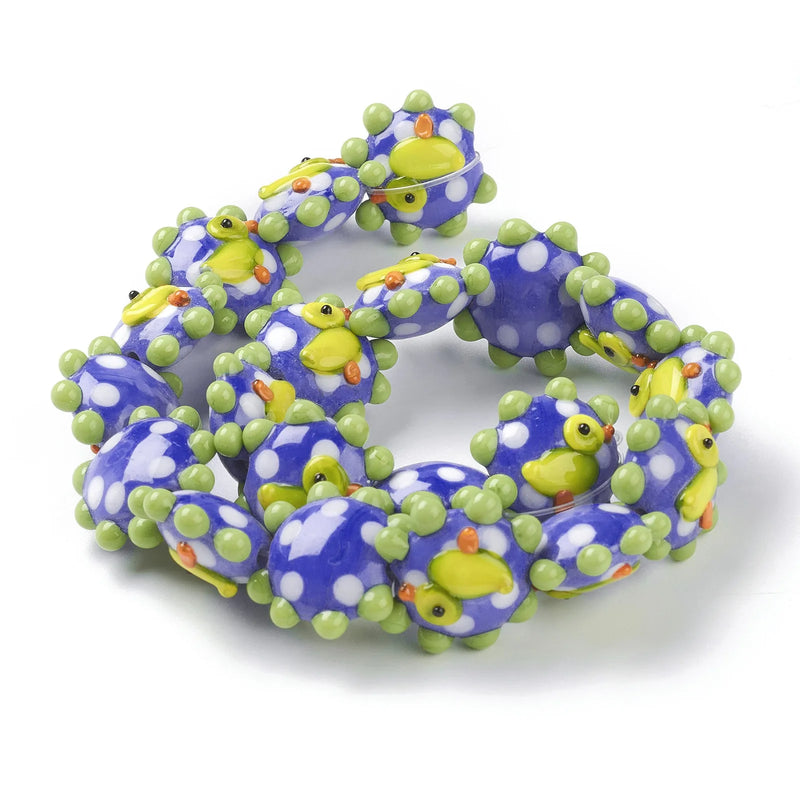 20Pcs Duck Pattern Lampwork Beads for DIY Jewelry Making