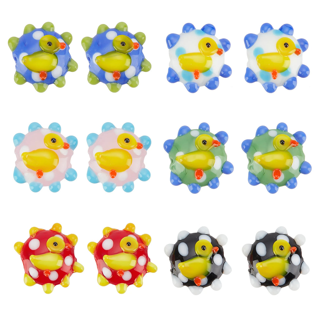 20Pcs Duck Pattern Lampwork Beads for DIY Jewelry Making