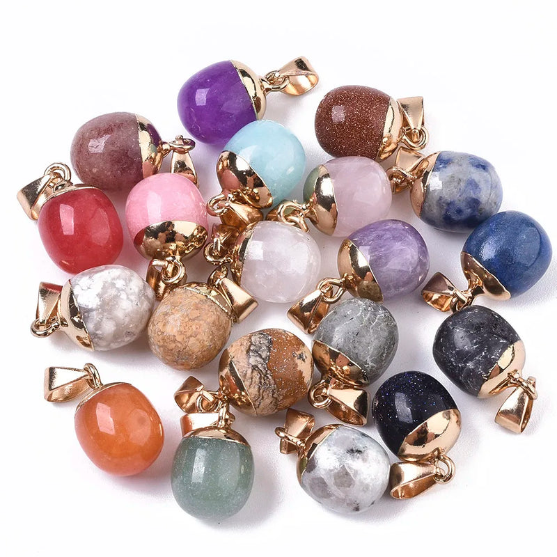 20Pcs Electroplate Gemstone Charms for DIY Necklace Making
