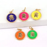 20Pcs Enamel Animal Disc Pendant Plated Charm for Bracelet/Necklace