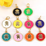 20Pcs Enamel Animal Disc Pendant Plated Charm for Bracelet/Necklace