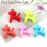 20Pcs Enamel Balloons Dog Pendant Rainbow Charm for Jewelry Making