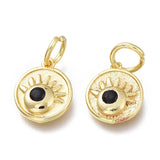 20Pcs Brass CZ Flat Round Charms DIY Pendants Necklace Supplies