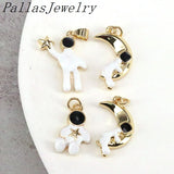 20Pcs Astronaut Holding Stars Charms for DIY Earrings Jewelry Making