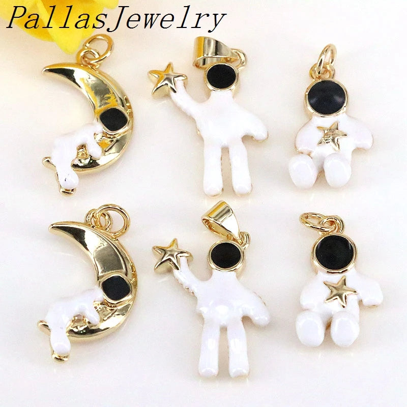 20Pcs Astronaut Holding Stars Charms for DIY Earrings Jewelry Making