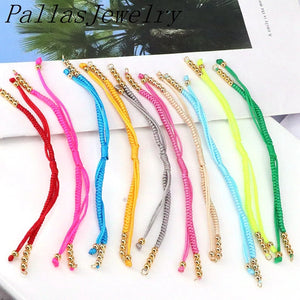 20Pcs Macrame Cord String Rope Chain Copper Beads Adjustable Chains