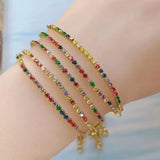 Crystal Pave Chain Bracelet CZ Micro Pave Adjustable Jewelry