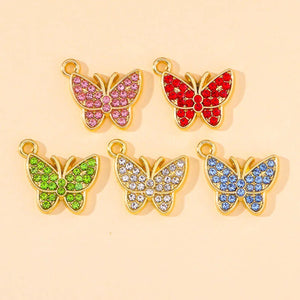 20Pcs Zircon Butterfly Charms Pendants for DIY Jewelry Accessory