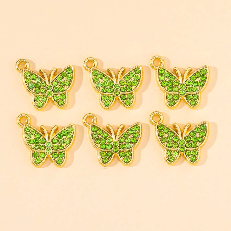 20Pcs Zircon Butterfly Charms Pendants for DIY Jewelry Accessory