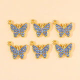 20Pcs Zircon Butterfly Charms Pendants for DIY Jewelry Accessory