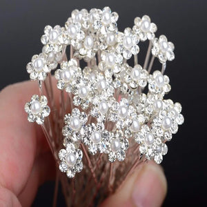 20Pcs Bridal Pearl Crystal Rhinestone Hair Pins Bridesmaid Hair Accessories
