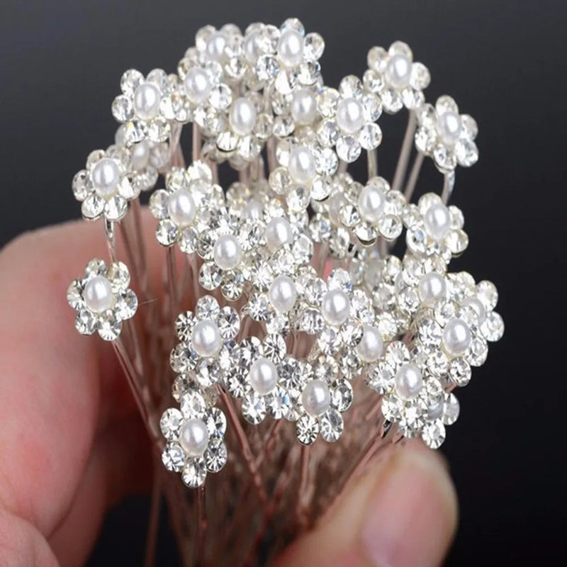 20Pcs Bridal Pearl Crystal Rhinestone Hair Pins Bridesmaid Hair Accessories