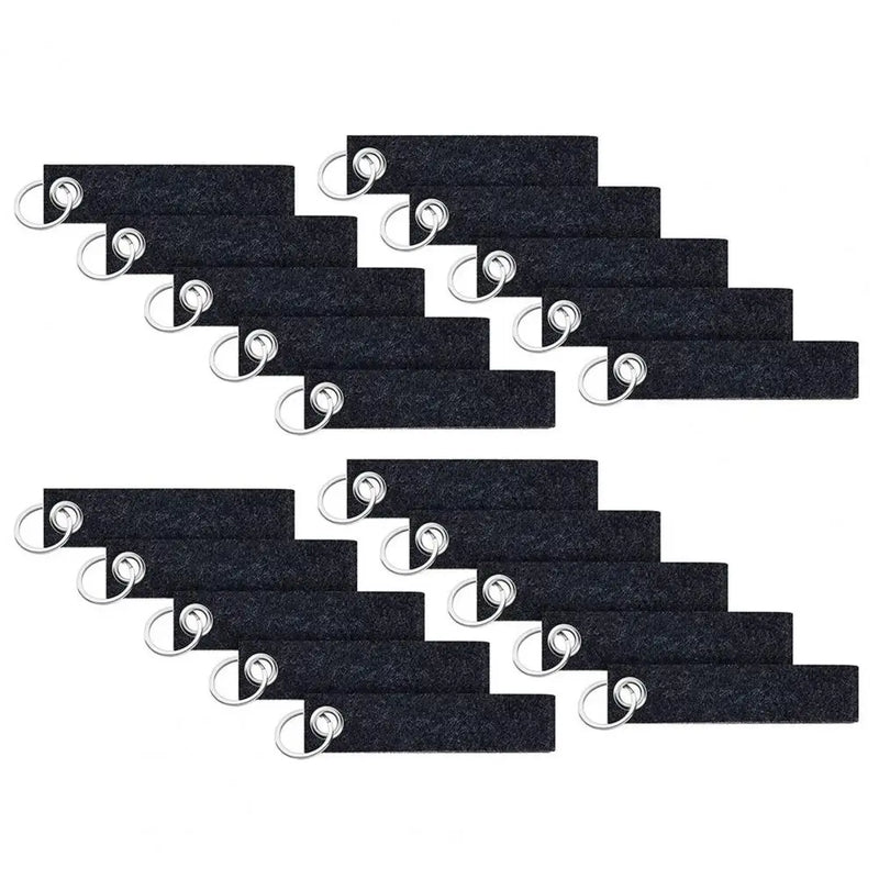 20Pcs Felt Key Rings with Blank Tag Stainless Steel Ring Make Your Own Keychain
