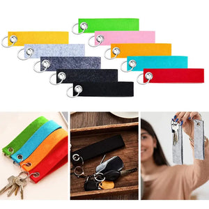 20Pcs Felt Key Rings with Blank Tag Stainless Steel Ring Make Your Own Keychain