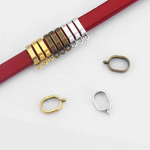 20Pcs Flat Bail Clasp Beads Spacer Beads 10x6mm for Leather Cord DIY