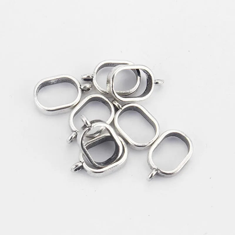 20Pcs Flat Bail Clasp Beads Spacer Beads 10x6mm for Leather Cord DIY