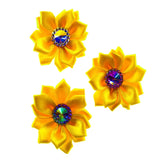 20Pcs Satin Ribbon Flowers with Rhinestone Button for Hair Accessories DIY