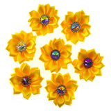 20Pcs Satin Ribbon Flowers with Rhinestone Button for Hair Accessories DIY