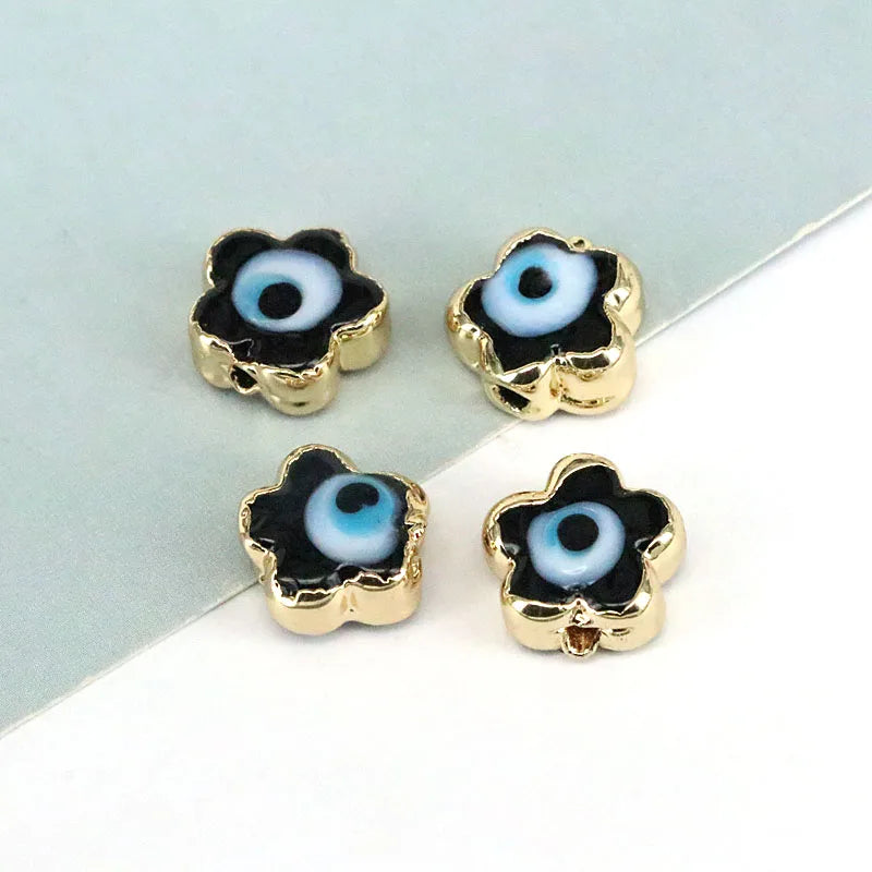 20Pcs Glass Eye Flower Beads, Colorful Luck Charms for Jewelry Making