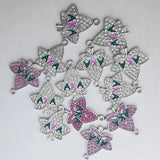 20Pcs Rhinestone Letter Foliage Charms Women DIY Jewelry Accessories