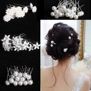 20Pcs Hair Pearl Decor U-shaped Hairpin Metal Barrette Hair Clips