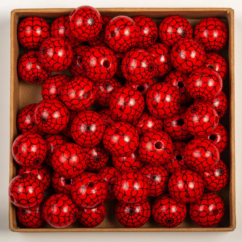 20Pcs Halloween Spider Web Wooden Beads DIY Decorations Crafts