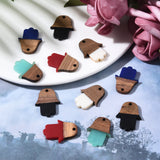 20Pcs Hamsa Hand Resin & Walnut Wood Pendants for Jewelry Making