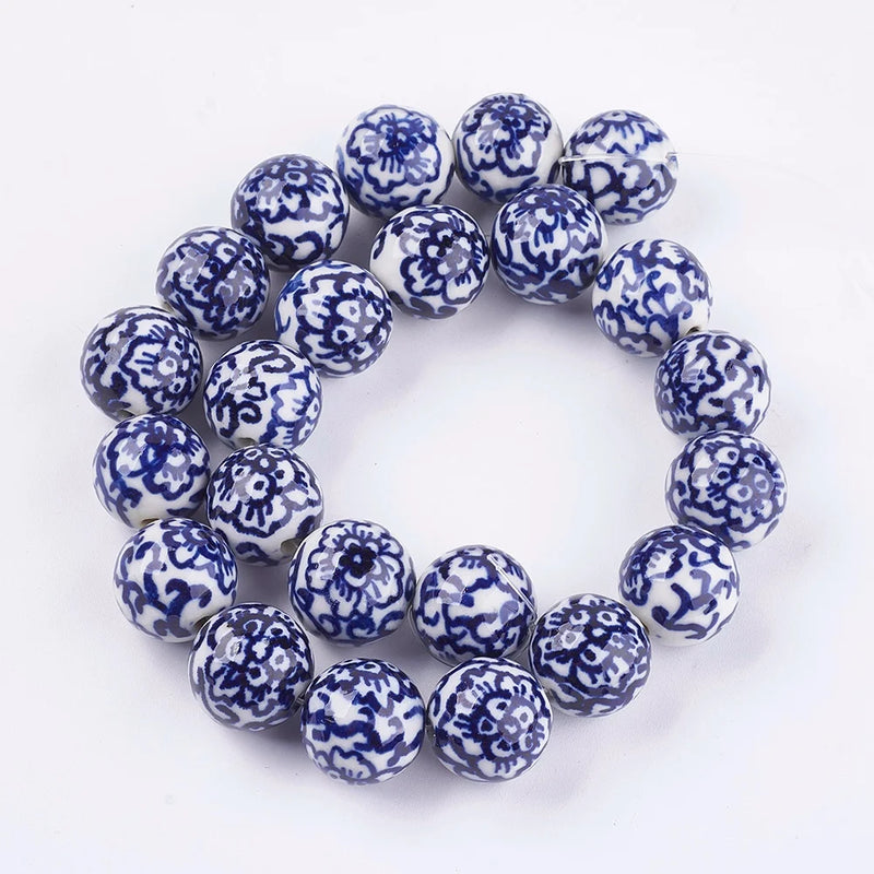 20Pcs Porcelain Beads Chinese Ceramic Spacer for Bracelet DIY Jewelry Making