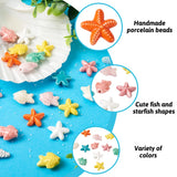 20Pcs Ceramic Fish Starfish Beads Porcelain Charms For DIY Jewelry
